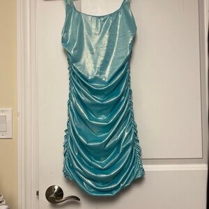 Lucy in the Sky Metallic Aqua Dress Medium